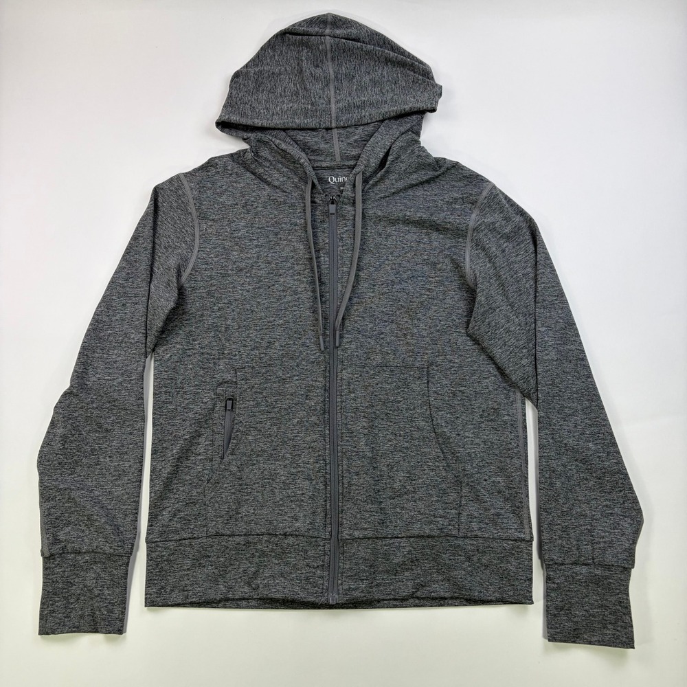 Quince Flowknit Full Zip Hoodie Mens Medium Gray Heathered Performance Active